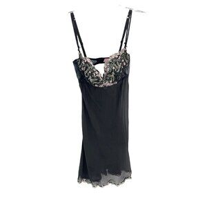 Victoria's Secret Floral Mesh Babydoll Top Sheer Black Regular Size 34C